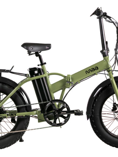 Tiny vert militaire et noir fat bike pliant électrique