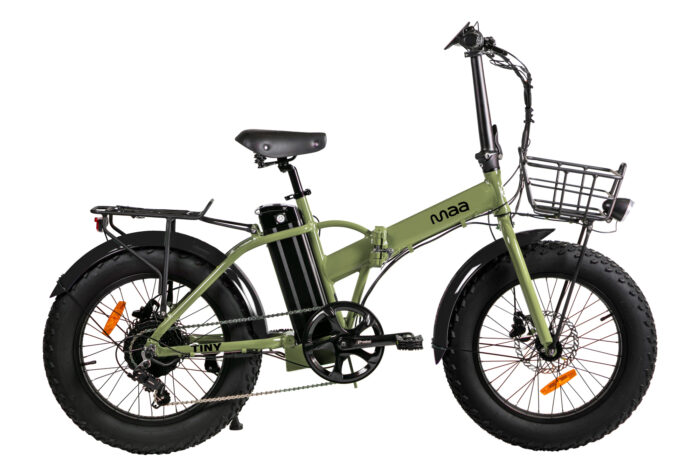 Tiny vert militaire et noir fat bike pliant électrique